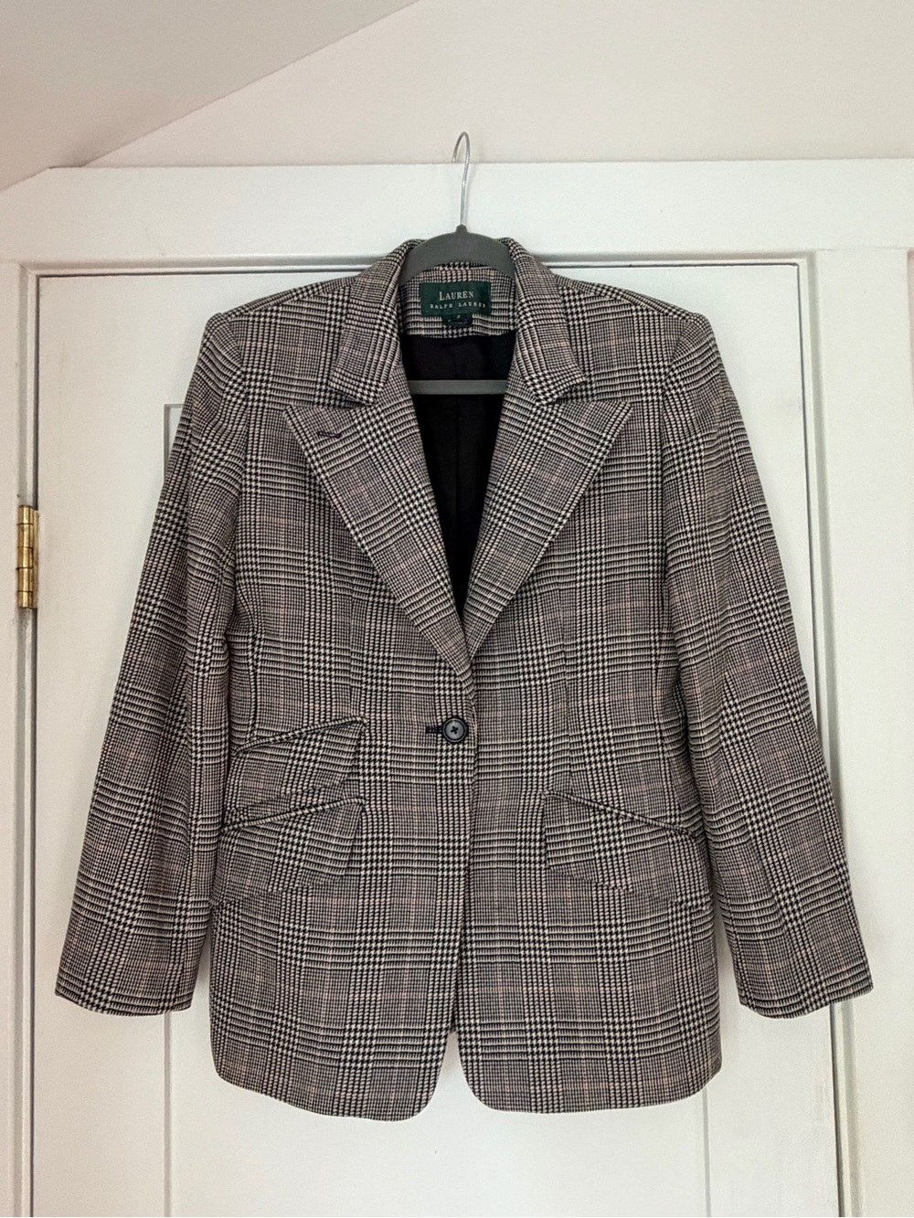 Ralph Lauren Women’s Gray Plaid Single-Button Blazer